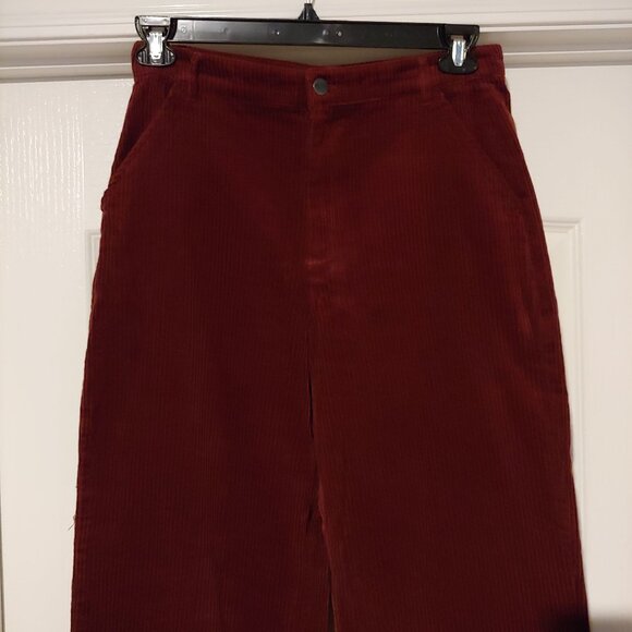 Women Wideleg Chunky Corduroy Crop Pants Granola Girl Contemporary Indie L Berry - Picture 3 of 6